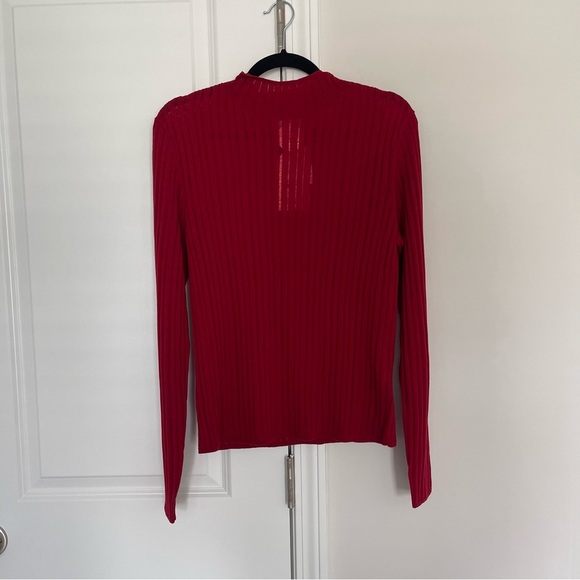 Cult Gaia x GAP Red Ribbed Wool Mock Neck Sweater NWT Size Large - Picture 2 of 9